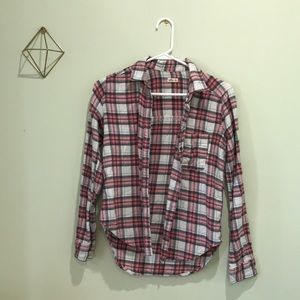 Pink and white Plaid Hollister Shirt